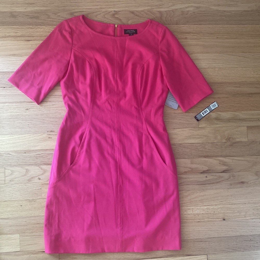 Tahari Arthur S Levine hot pink/rose dress zipper NWT